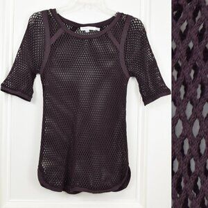 See By Chloe Top Women 10 Fish Net T Shirt Purple Open Knit Weave Short Sleeve